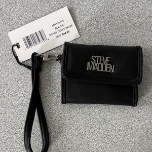 Steve Madden Black Card Wallet with Strap